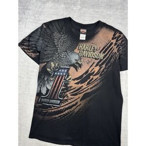 Harley Davidson Shirt Mens Large Black 2012 Eagle Graphic Double Sided Biker